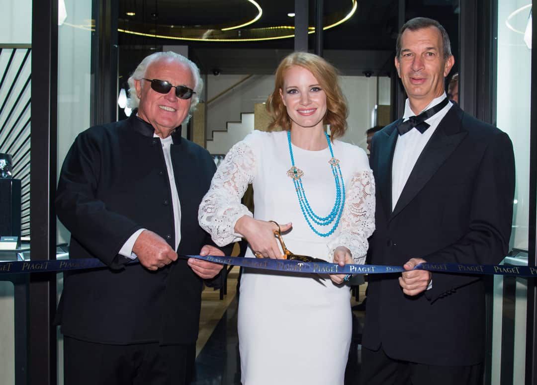 Jessica Chastain shines bright at the opening of first Piaget boutique in Italy