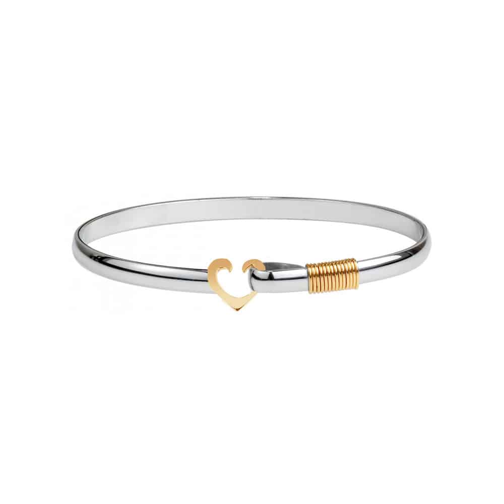 4mm Gold Color Ti Wrap Titanium Heart Hook Bracelet - 7 1/2